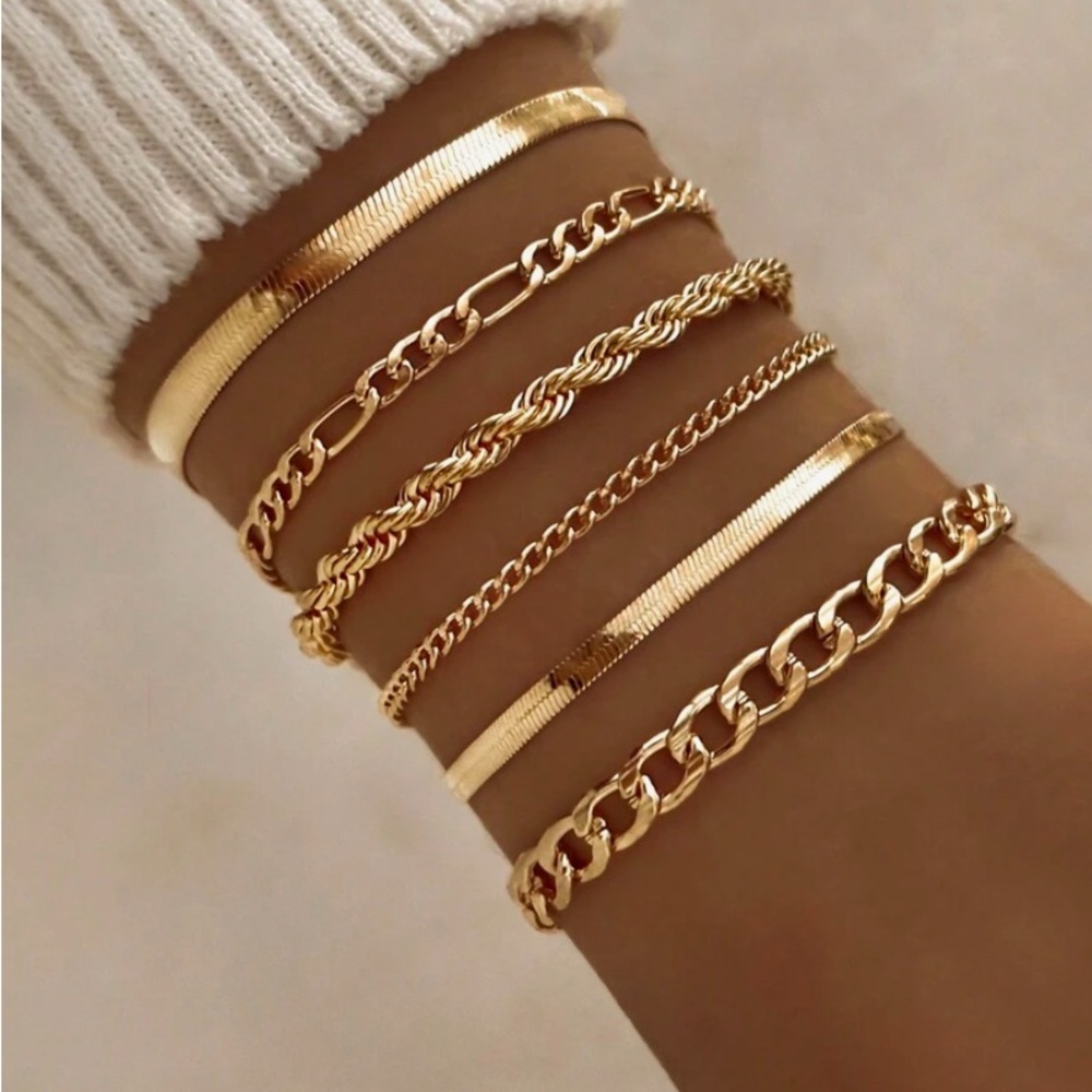 Gold Chain Bracelet Set